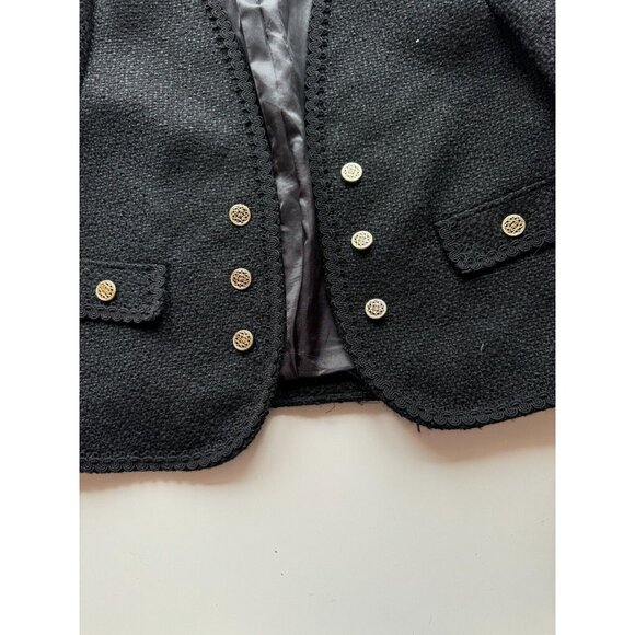 NWOT ZARA Black Textured Boucle Tweed Buttoned Open Front Blazer Jacket, Size M - Picture 7 of 16